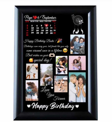 HUMTUMCREATION Wood Wall Photo Frame(Black, 8 Photo(s), Premium A4 Customized Photo Frame | Add Your Photo, Name & Message | Personalized Gift for Couples, Birthday & Home Decor Send photos on Whatsaap No (9251282844) And Get Digital Reprint)