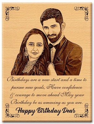 Magic Laser art Wood Table Photo Frame(Brown, 1 Photo(s), 5x4)
