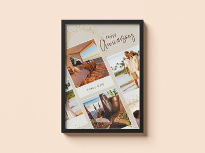 Aayaam Hub Wood Wall Photo Frame(Black, Brown, 5 Photo(s), 8x12)