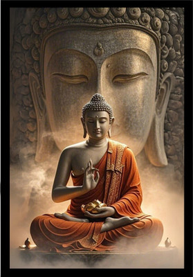 ACIURR Polymer Wall Photo Frame(Brown, 1 Photo(s), Buddha in Dhyana Mudra | A4 (21 x 29.7 cm or 8.3 x 11.7 inches (Pack of 1))