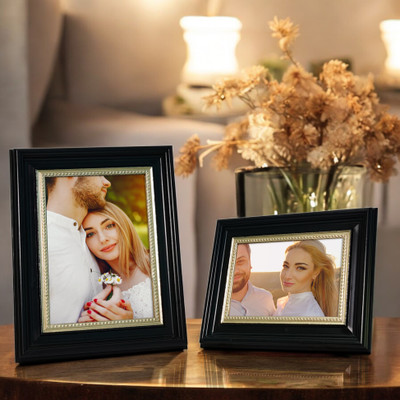 Art Street Wood Table Photo Frame(Black, 2 Photo(s), 5X7 and 4X6 Inches)