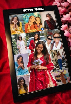 SHREE CRAFT Wood Wall Photo Frame(Black, 13 Photo(s), Simple A4 size Photo Frame Add Your Photo, Name & Message | Personalized Gift for Couples, Birthday & Home Decor Send | photos on (90794 79982) And Get Digital Reprint)