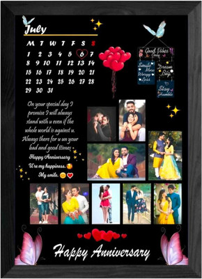 HUMTUMCREATION Wood Wall Photo Frame(Black, 9 Photo(s), Premium A4 Customized Photo Frame | Add Your Photo, Name & Message | Personalized Gift for Couples, Birthday & Home Decor Send photos on Whatsaap No (9251282844) And Get Digital Reprint)