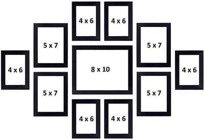 Stuthi Arts Glass Wall Photo Frame(Black, 11 Photo(s), 10x8-1 7x5-4 6x4-6)