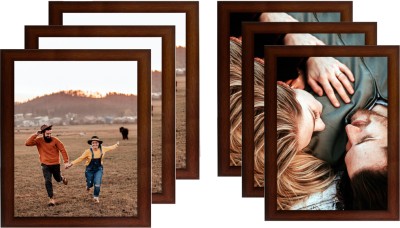 VUF Wood Wall Photo Frame(Brown, 7 Photo(s), A4 Size(pack of 6))