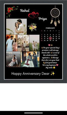 HUMTUMCREATION Wood Wall Photo Frame(Black, 8 Photo(s), Premium A4 Customized Photo Frame | Add Your Photo, Name & Message | Personalized Gift for Couples, Birthday & Home Decor Send photos on Whatsaap No (9251282844) And Get Digital Reprint)