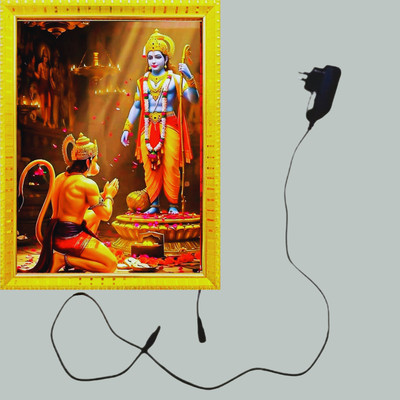 BKS Craft MDF Wall Photo Frame(Gold, 1 Photo(s), Hanuman Ji LED Light Photo Frame with Golden Frame | Bajrangbali Wall Hanging Spiritual Decor with Adapter for Home & Temple, Size 8x12 Inch) BKS Craft MDF Wall Photo Frame(Gold, 1 Photo(s), Hanuman Ji LED Light Photo Frame with Golden Frame | Bajrangbali Wall Hanging Spiritual Decor with Adapter for Home & Temple, Size 8x12 Inch)