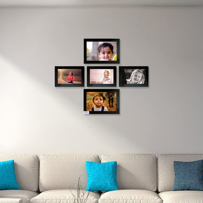 Heart Home MDF Wall Photo Frame(Black, 5 Photo(s), 20x15x1 cm)
