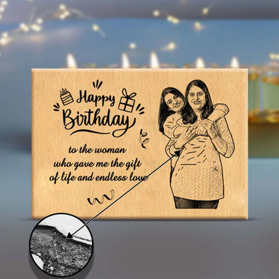 Magic Laser art Wood Table Photo Frame(Gold, 1 Photo(s), 4x5)