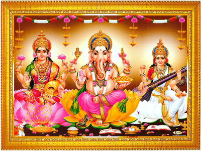 Renowned MDF Wall Photo Frame(Brown, 1 Photo(s), Laxshmi Mata Ji Ganpati 10x14 CM)