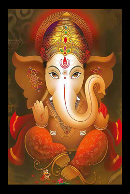 Think Tech MDF Wall Photo Frame(Gold, 1 Photo(s), Ganesh Ji 21 x 29.7 CM)