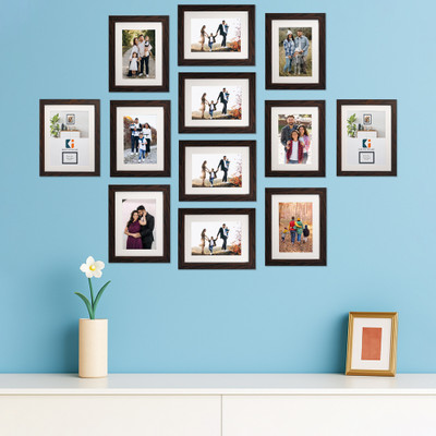 KUBER INDUSTRIES Acrylic Wall Photo Frame(Brown, 12 Photo(s), 8 x 1 Inches)