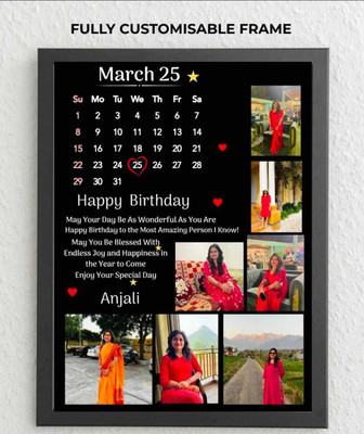 HUMTUMCREATION Wood Wall Photo Frame(Black, 7 Photo(s), Premium A4 Customized Photo Frame | Add Your Photo, Name & Message | Personalized Gift for Couples, Birthday & Home Decor Send photos on Whatsaap No (9251282844) And Get Digital Reprint)