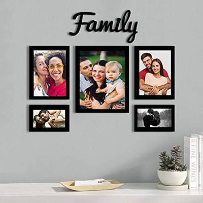 AG CRAFTS Wood Wall Photo Frame(Black, 5 Photo(s), 6/8,5/7,6/4)