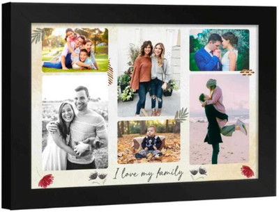 HUMTUMCREATION Wood Wall Photo Frame(Black, 6 Photo(s), Premium A4 Customized Photo Frame | Add Your Photo, Name & Message | Personalized Gift for Couples, Birthday & Home Decor Send photos on Whatsaap No (9251282844) And Get Digital Reprint)