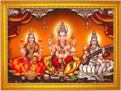 Renowned MDF Wall Photo Frame(Orange, 1 Photo(s), Laxshmi Mata Ji Ganpati 10x14 CM)