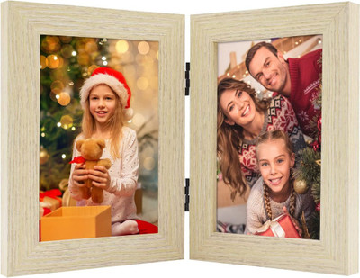 Zig Zag Glass Table Photo Frame(Teak, 2 Photo(s), 6x8 inch)
