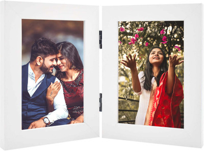 Zig Zag Glass Table Photo Frame(White, 2 Photo(s), 5x7 inch)