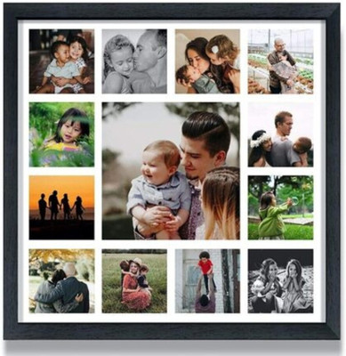 kingsman Wood Wall Photo Frame(Black, 13 Photo(s), 14 inch X 14 inch) Send your photos - 9005557797 within 1 hour's))