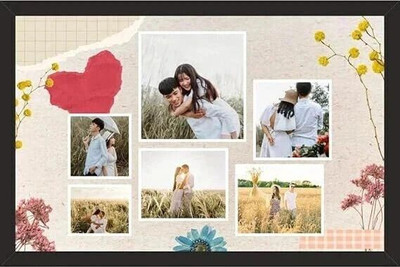 HSB MDF Wall Photo Frame(Black, 6 Photo(s), Normal photo frame, ONLY LOVE COLLAGE FRAME Birthday photo frame, anniversary photo frame, WEDDING PURPOSE photo frame Send photos 94688-46787 A4 Size) Digital Reprint)