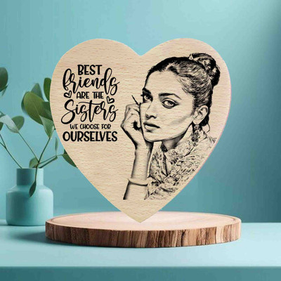 DVMART Wood Table Photo Frame(Beige, 1 Photo(s), Multi-Use Steam Beech Frame – Ideal for Photos, Certificates, and Art (Heart-6x6 In))