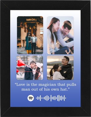 P n P Wood Wall Photo Frame(Blue, 4 Photo(s), Collage Spotify Photo Frame 6x8 Size)