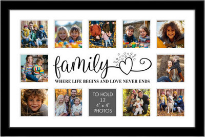 SHREE COLLECTION MDF Wall Photo Frame(Black, 12 Photo(s), Wood Customise photo frame, ONLY LOVE COLLAGE FRAME Birthday photo frame, anniversary photo frame, WEDDING PURPOSE photo frame Send 12 photos 8824173587 A4 Size) Digital Reprint)
