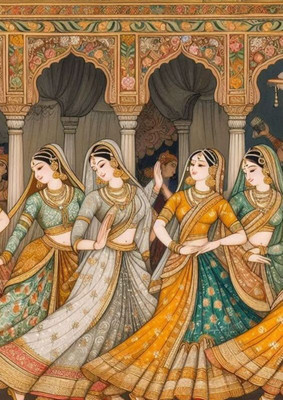 Tasvirra MDF Wall Photo Frame(Brown, 1 Photo(s), Royal Indian Women Dancing in Traditional Attire (9*12 Inch))