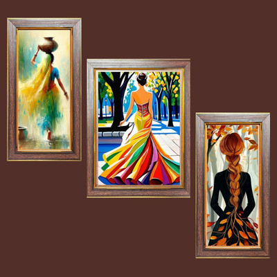 HitechMart Plastic Wall Photo Frame(Brown, 3 Photo(s), 30x48 cm)