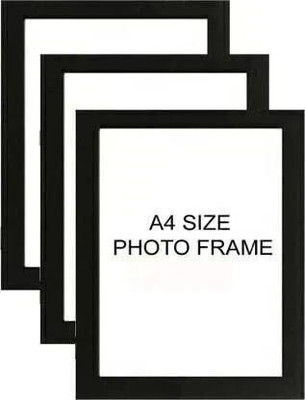 TEENA CREATIONS Wood Wall Photo Frame(Black, 3 Photo(s), A4 Document Photo Frame Set of 3 Black Photo Frames for Home and Office decoration (Photo Size 8.3 x 11.7 Inches) on)