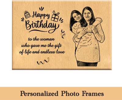 Magic Laser art Wood Table Photo Frame(Gold, 1 Photo(s), 4x5)