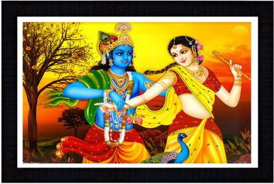 SJM ENTERPRISES RADHA KRISHNA PAINTING PHOTO FRAME BLACK COLOR SET OF 01 Religious Frame