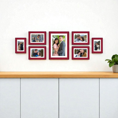 Urban Nest Decor Plastic Wall Photo Frame(Maroon, 7 Photo(s), Set of 7 Frames Mix Size)