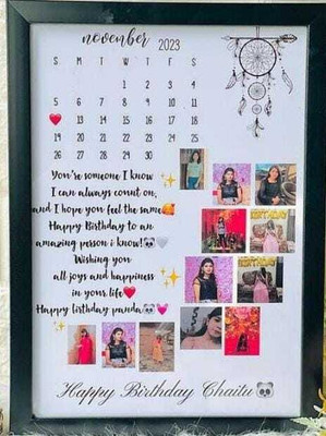 WELLCOMECRAFT Wood Wall Photo Frame(Black, 12 Photo(s), Premium A4 Customized Photo Frame | Add Your Photo, Name & Message | Personalized Gift for Couples, Birthday & Home Decor Send photos on Whatsaap No (6376784648) And Get Digital Reprint)