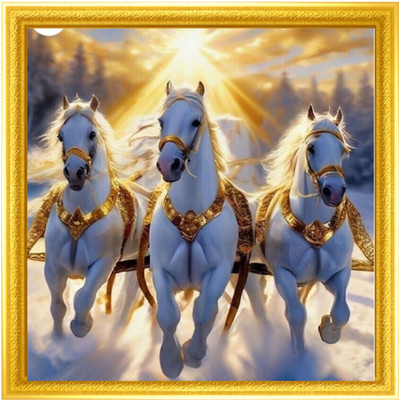 Frayzo MDF Wall Photo Frame(Gold, 1 Photo(s), Rustic Wooden Frame with Horse Figurine)
