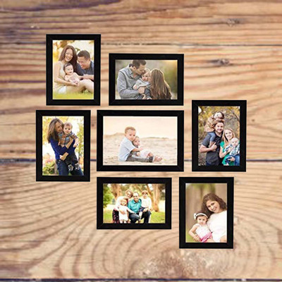 AG CRAFTS TM Wood Wall Photo Frame(Black, 7 Photo(s), 5X7 4X6 Inch)