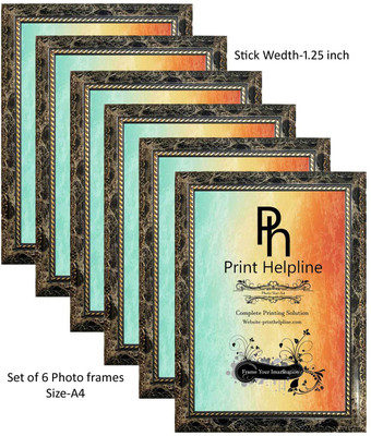 Printhelpline Wood Wall Photo Frame(Black, 6 Photo(s), A4 SIZE (8.3 x 11.7))