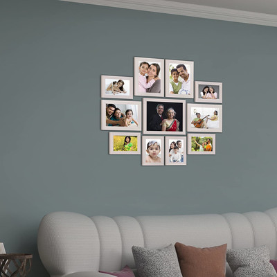 Stuthi Arts Glass Wall Photo Frame(White, 11 Photo(s), 10x8-1 5x7-4 4x6-6)