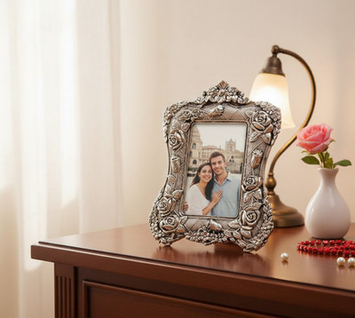 ALAKRIT Glass Table Photo Frame(Silver, 1 Photo(s), 23 cm x 15 cm)