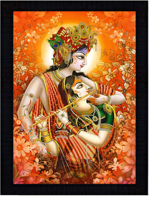 SJM ENTERPRISES RADHA KRISHNA PAINTING WITH FRAME SET OF 01 FRAME SIZE 8X12 Religious Frame