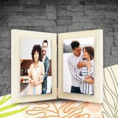 BKS Craft Wood Wall Photo Frame(Beige, 2 Photo(s), Double Photo Frame – Foldable Hinged Desktop & Tabletop Picture Display 6x8 Inch), Send photos 89551-00940 A4 Size)