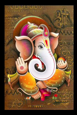 Think Tech MDF Wall Photo Frame(Yellow, 1 Photo(s), Ganesh Ji 21 x 29.7 CM)
