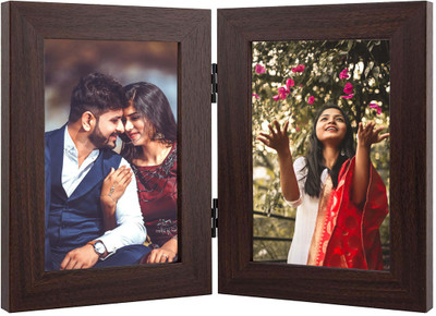 Zig Zag Glass Table Photo Frame(Brown, 2 Photo(s), 4x6 inch)