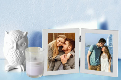 ArtGalaxy MDF Table Photo Frame(Black, White, 2 Photo(s), 6x4 inch)