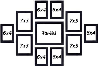 Stuthi Arts Glass Wall Photo Frame(Black, 11 Photo(s), (10X8-1 5X7-4 4X6-6))