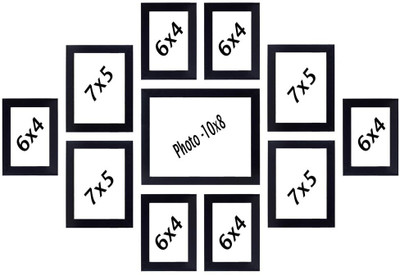 Stuthi Arts Glass Wall Photo Frame(Black, 11 Photo(s), (8x10-1 7x5-4 4x6-6))