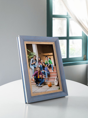 GOLDEN PEACOCK Polymer Table Photo Frame(Blue, Gold, 1 Photo(s), 5 in x 7 in (Width x Height))