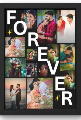HUMTUMCREATION Wood Wall Photo Frame(Black, 12 Photo(s), Premium A4 Customized Photo Frame | Add Your Photo, Name & Message | Personalized Gift for Couples, Birthday & Home Decor Send photos on Whatsaap No (9251282844) And Get Digital Reprint)