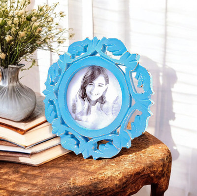 The Urban Store Wood Table Photo Frame(Blue, 1 Photo(s), 10 x 10 cm)
