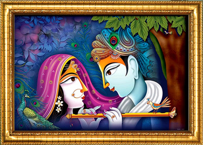 NLINKPRINTS Radha Krishna Painting With Frame Wall Art for Living Room, Home Decor Religious Frame